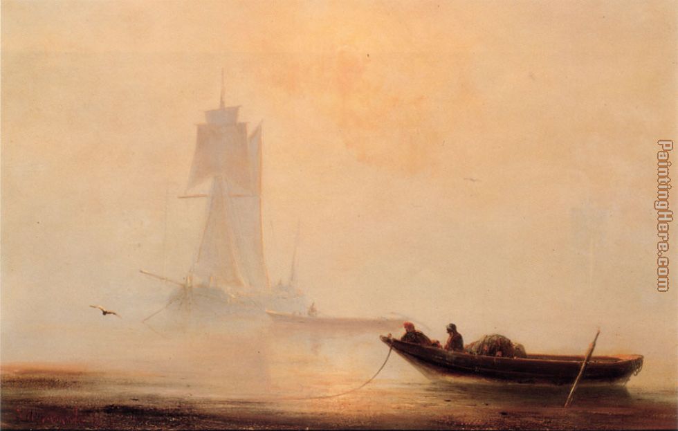 Fishing Boats In A Harbor painting - Ivan Constantinovich Aivazovsky Fishing Boats In A Harbor art painting